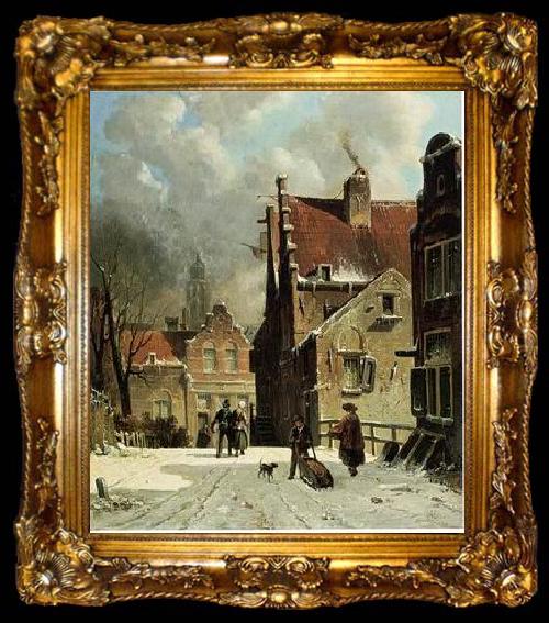 framed  unknow artist European city landscape, street landsacpe, construction, frontstore, building and architecture. 124, ta009-2